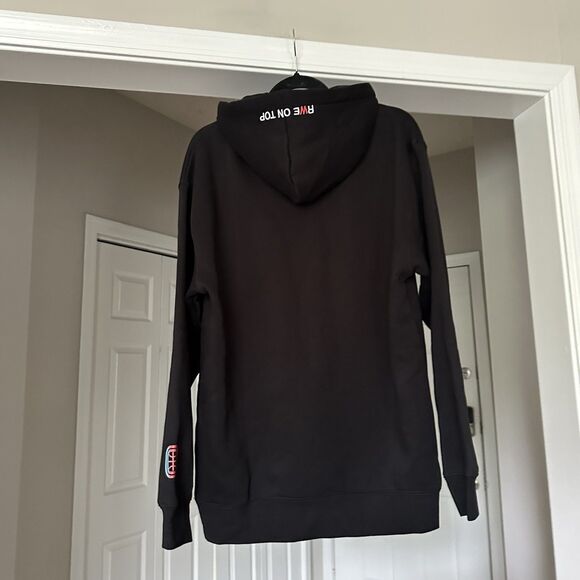 NWOT Overtime RWE On Top Black Hoodie Mens Large Cotton Graphic Sweatshirt - Picture 7 of 11